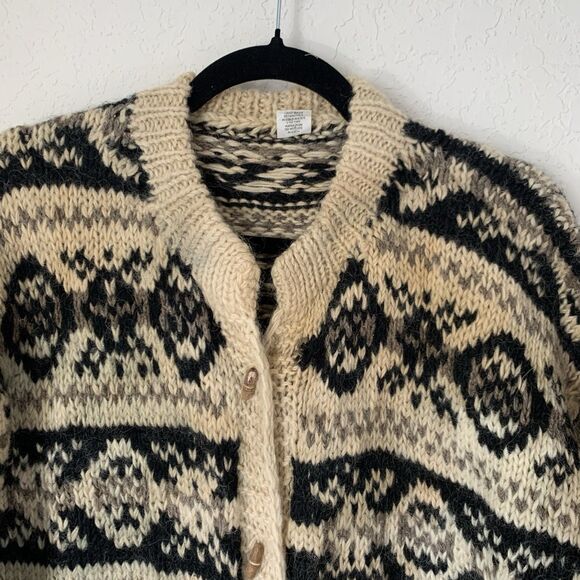VTG Alpaca Imports Hand Knit Cardigan Sweater Alpaca 100% Wool Nepal L* - Picture 3 of 8